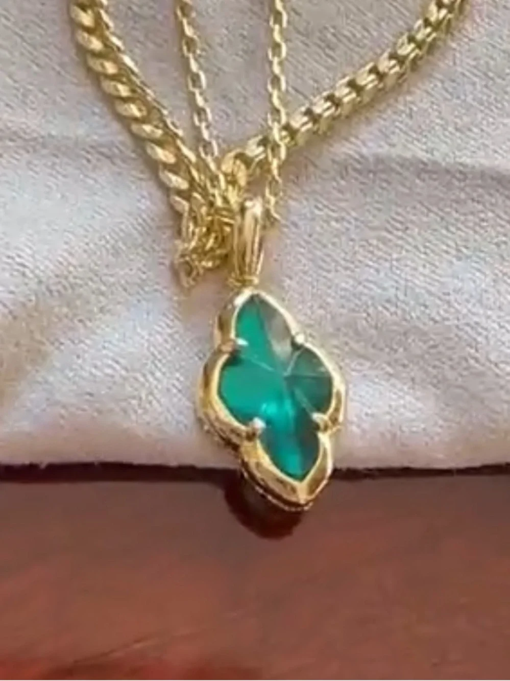 Kendra Scott Gold Layered Necklace with Emerald Green Pendant Abbie